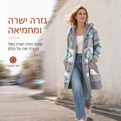 💖מבצע ענק של בלאק פריידי - 50% הנחה!💖 🌼סוודר נשים באורך בינוני עם ברדס ובטנת כותנה