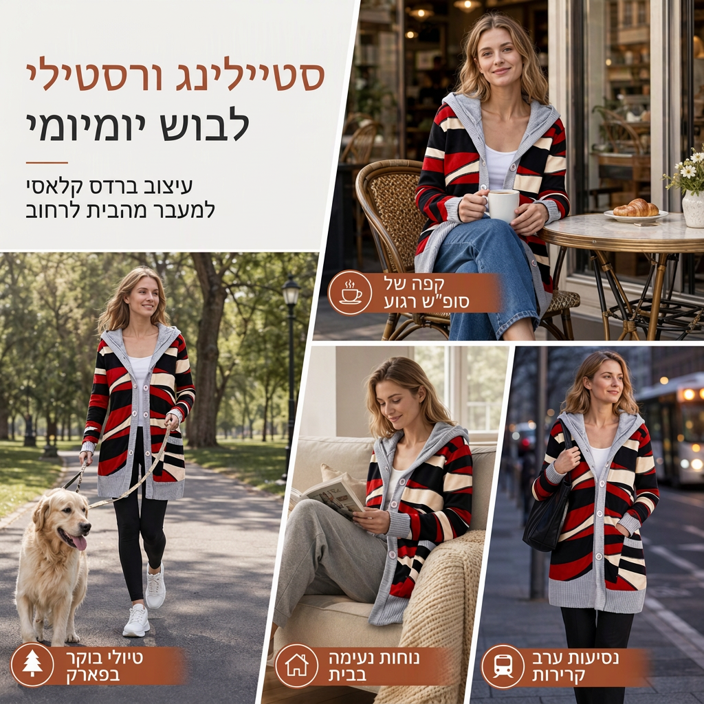 💖מבצע ענק של בלאק פריידי - 50% הנחה!💖 🌼סוודר נשים באורך בינוני עם ברדס ובטנת כותנה