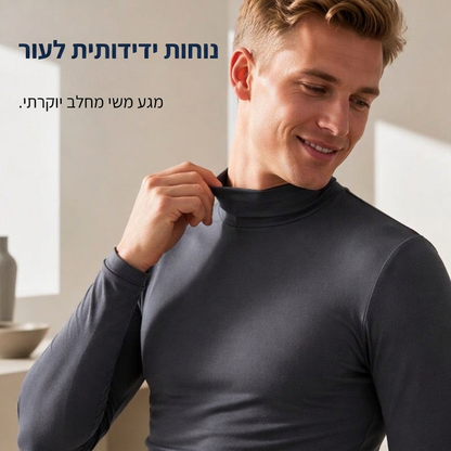 🌸מבצע חם 50% הנחה✨חולצת טריקו צמודה עם צווארון גבוה קטן לגבר - מלוטשת, נמתחת