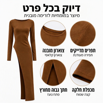 חולצת נשים אלגנטית עם פתח גבוה, באורך א-סימטרי