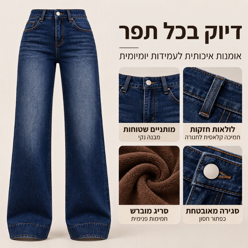 ג'ינס חום למיתרים גבוהים לנשים