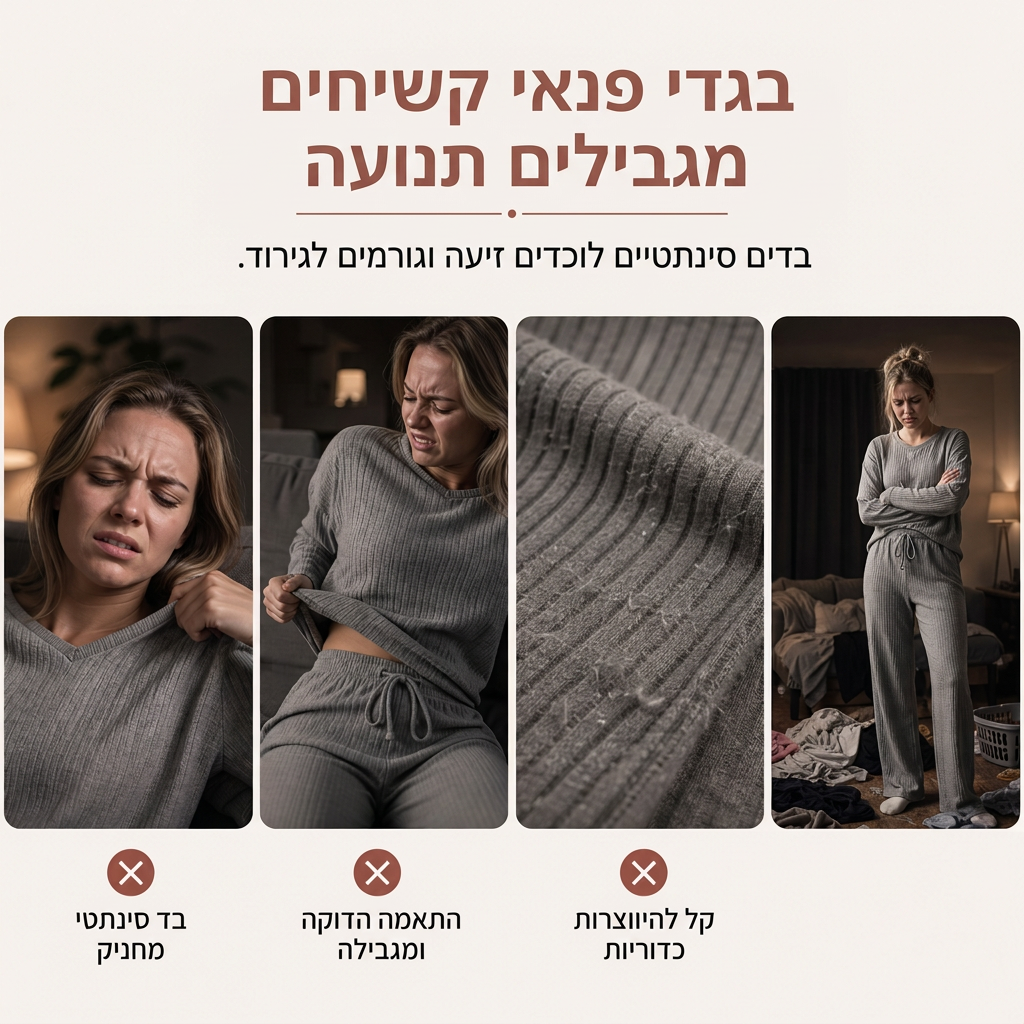 סט לבוש ביתי סרוג ומזדמם לנשים