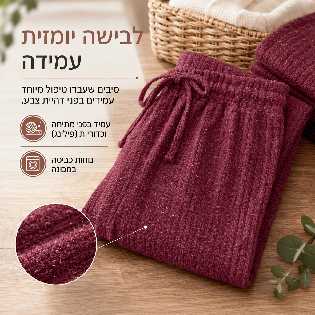 סט לבוש ביתי סרוג ומזדמם לנשים