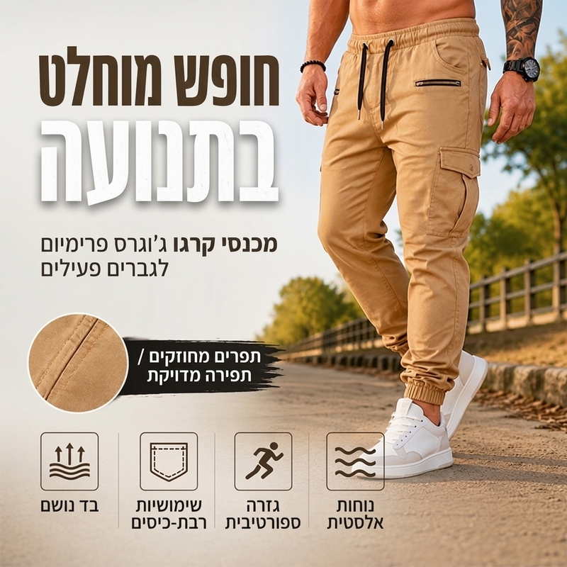 מכנסי קרגו צמודים לגבר