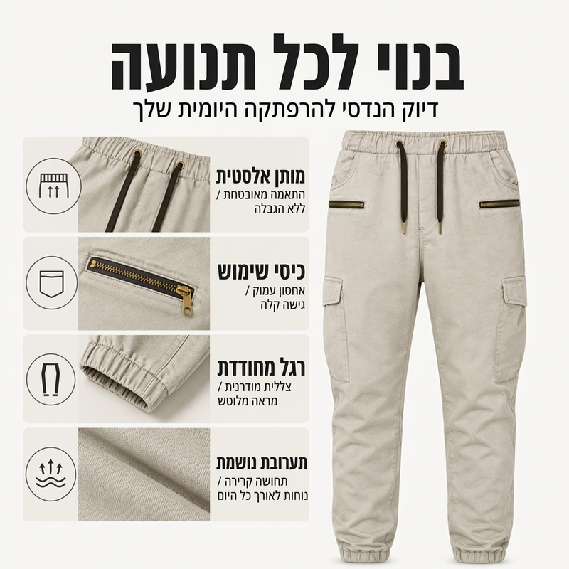 מכנסי קרגו צמודים לגבר