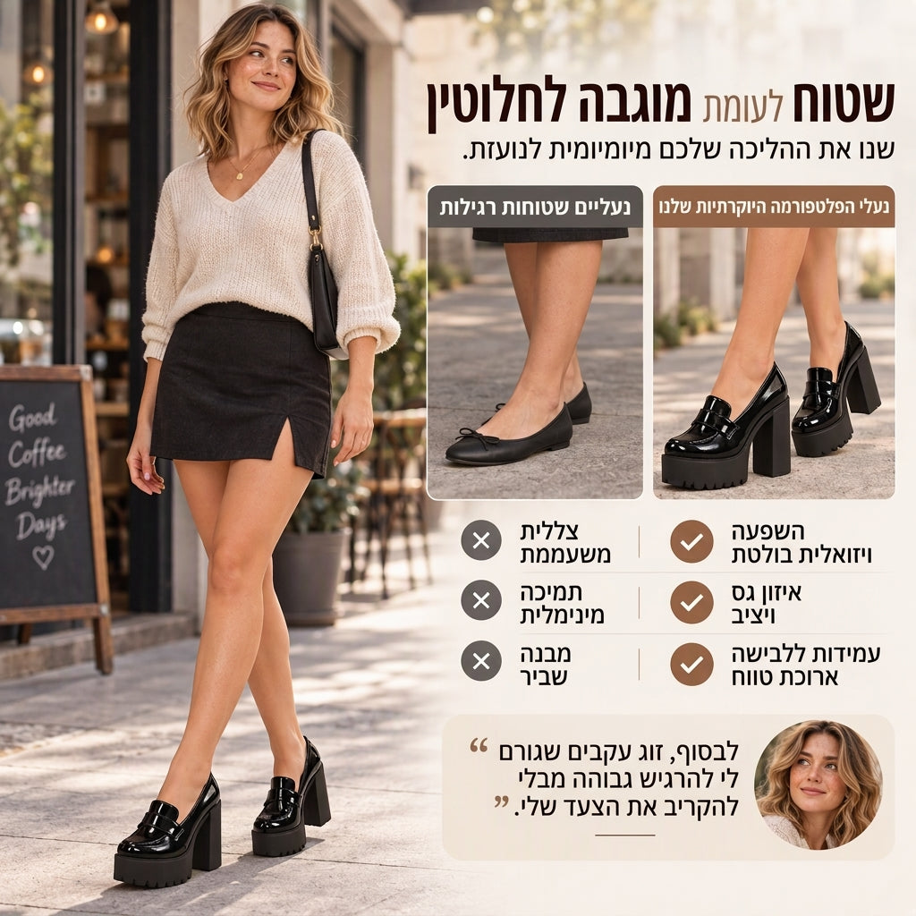 לופרס פלטפורמת עקב עבה לנשים