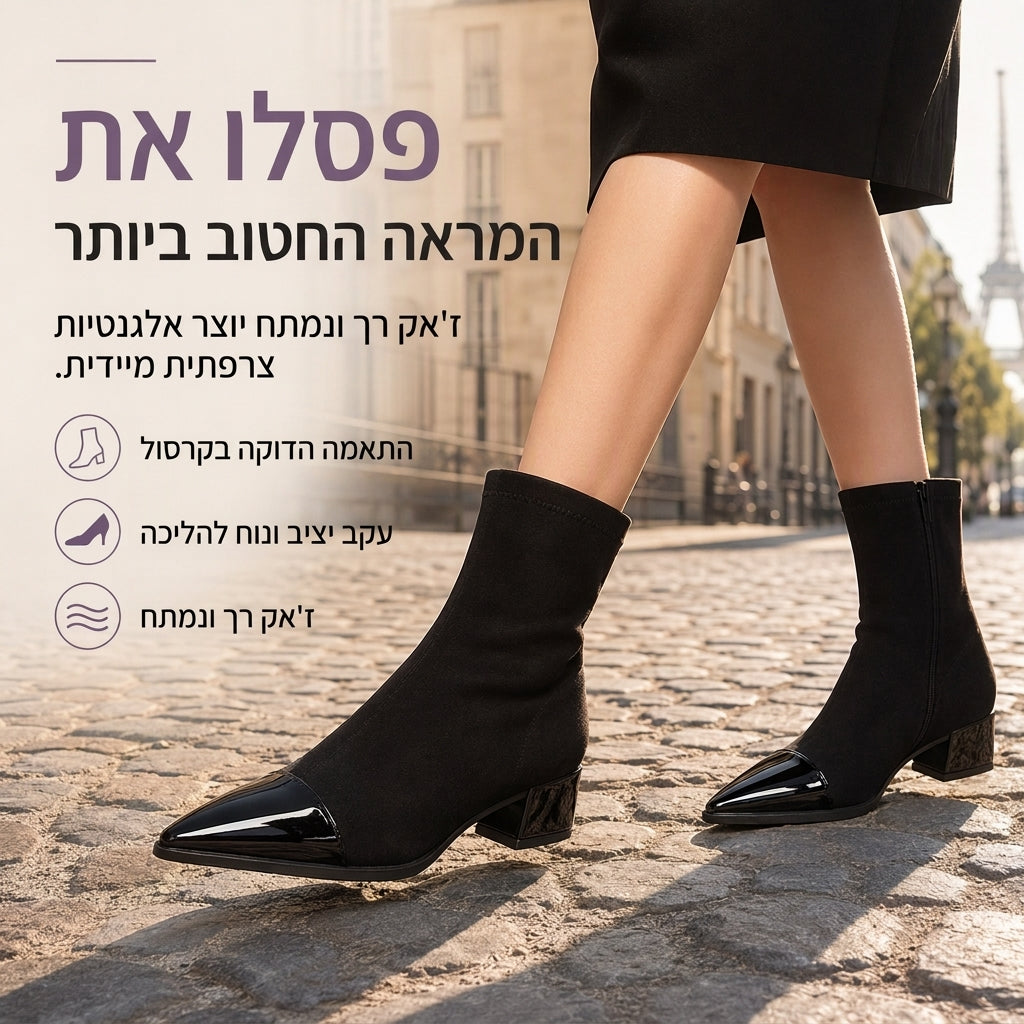🍂 מגפון נשים בסגנון צרפתי עם חרטום מחודד, התאמה צמודה, אלגנטי לאביב ולסתיו