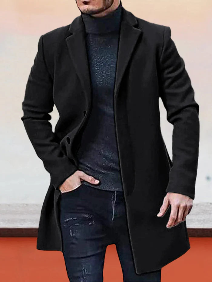 👔 ז'קט קלאסי לגברים עם אבזם בשורה אחת בצבע אחיד - חובה יומיומי נצחי