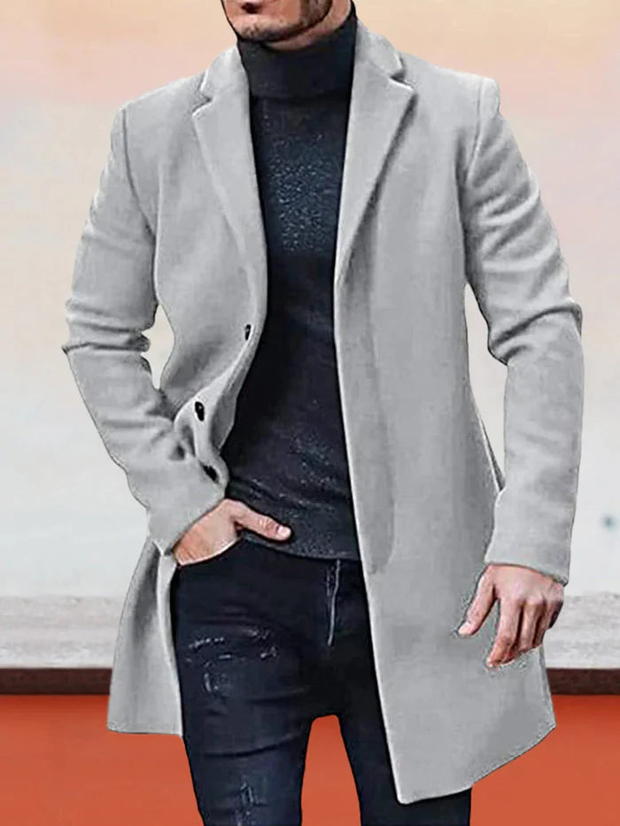 👔 ז'קט קלאסי לגברים עם אבזם בשורה אחת בצבע אחיד - חובה יומיומי נצחי