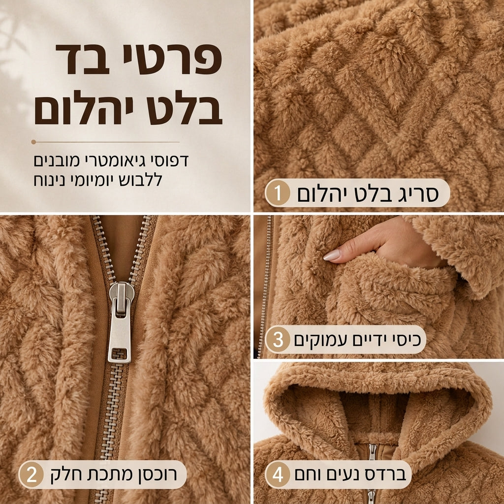 קרדיגן נשים קז'ואע פרווה בצבע אחיד