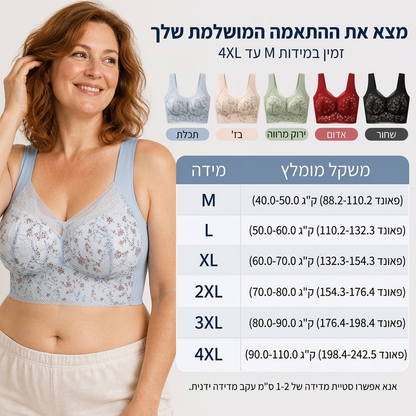 🎉המחיר הכי נמוך אבל האיכות הכי טובה!🔥חזיית תמיכה נשית ללא תפרים עם תחרה פרחונית