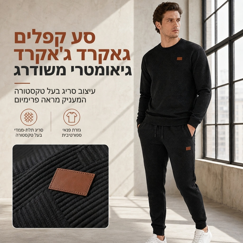 ⏰ מבצע חילופי עונה: 50% הנחה - איכות בחצי מחיר! ✨סט סריג נוגח לגבר | סוודר מסריגה עם רקמת ג'קארד צווארון עגול לסתיו וחורף