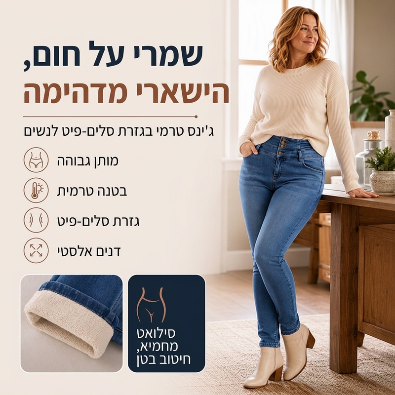 ג'ינס סקיני עם דופן חם לנשים