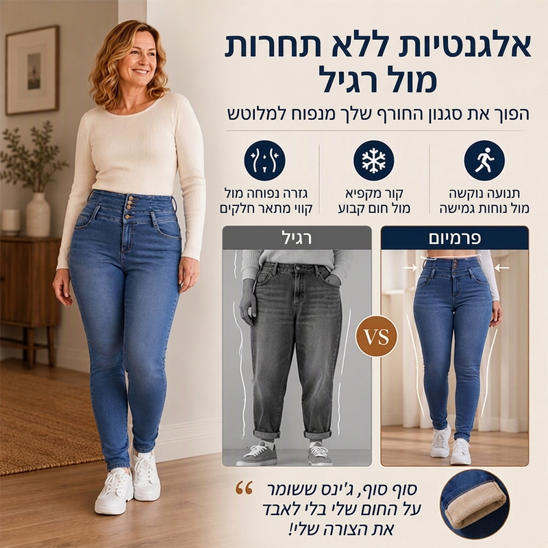 ג'ינס סקיני עם דופן חם לנשים