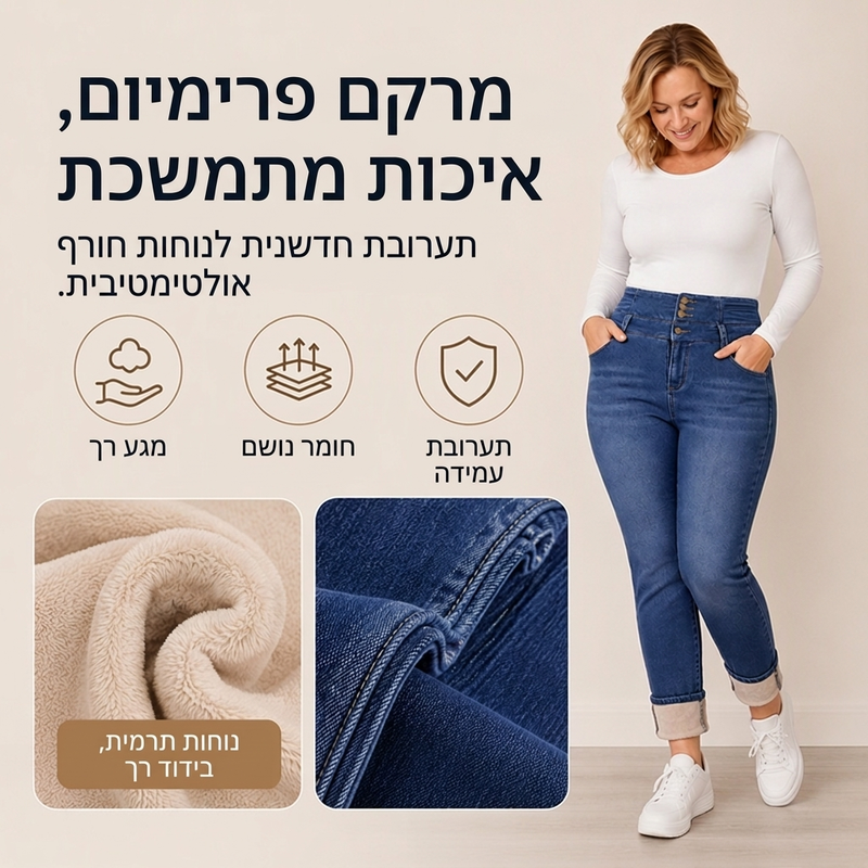 ג'ינס סקיני עם דופן חם לנשים
