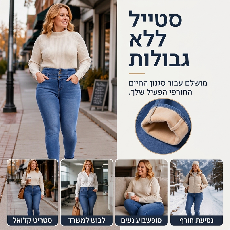 ג'ינס סקיני עם דופן חם לנשים