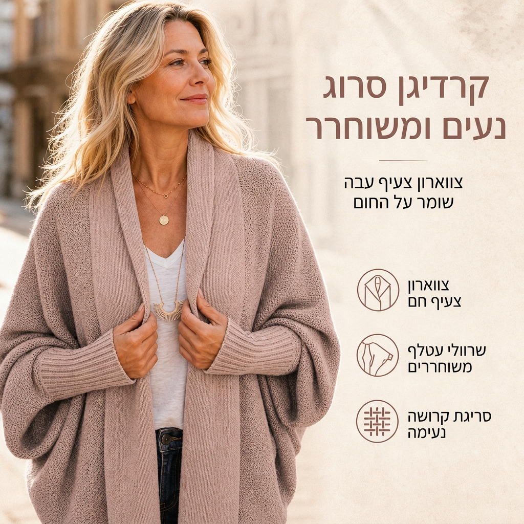 ✨קרדיגן סריג נשי רופף עם שרוולי עטלף, סגול פתוח לסתיו וחורף