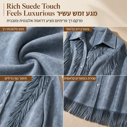 שמלת נשים וינטג' עם שרוולים ארוצים ושוליים
