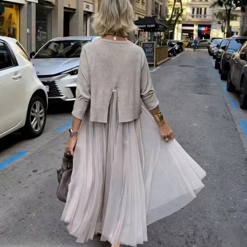 👚 60% הנחה עכשיו! ✨ סט 2 חלקים לנשים (חולצה עם שרוולים ארוכים ושמלה נקראת שרוולים) – רב-תכליתי, בד רך ומושלם לשילוב שכבתי 🛍️