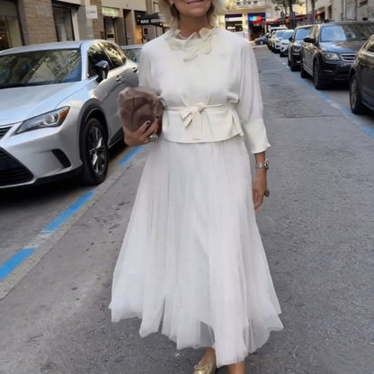 👚 60% הנחה עכשיו! ✨ סט 2 חלקים לנשים (חולצה עם שרוולים ארוכים ושמלה נקראת שרוולים) – רב-תכליתי, בד רך ומושלם לשילוב שכבתי 🛍️