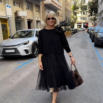 👚 60% הנחה עכשיו! ✨ סט 2 חלקים לנשים (חולצה עם שרוולים ארוכים ושמלה נקראת שרוולים) – רב-תכליתי, בד רך ומושלם לשילוב שכבתי 🛍️