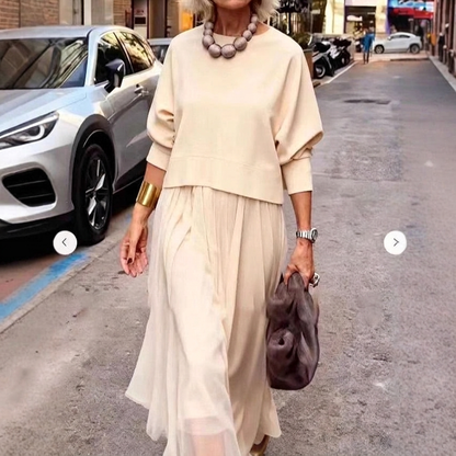 👚 60% הנחה עכשיו! ✨ סט 2 חלקים לנשים (חולצה עם שרוולים ארוכים ושמלה נקראת שרוולים) – רב-תכליתי, בד רך ומושלם לשילוב שכבתי 🛍️