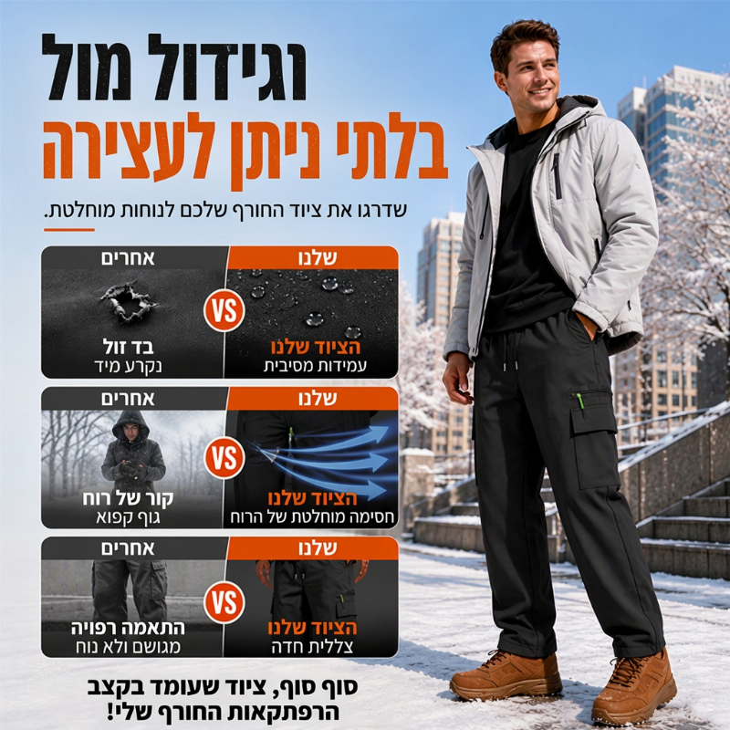 מכנסיים תרמיים לגברים לחורף, עמידים לרוח, לשימוש חיצוני