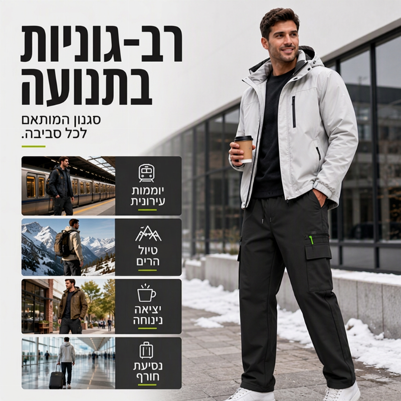 מכנסיים תרמיים לגברים לחורף, עמידים לרוח, לשימוש חיצוני