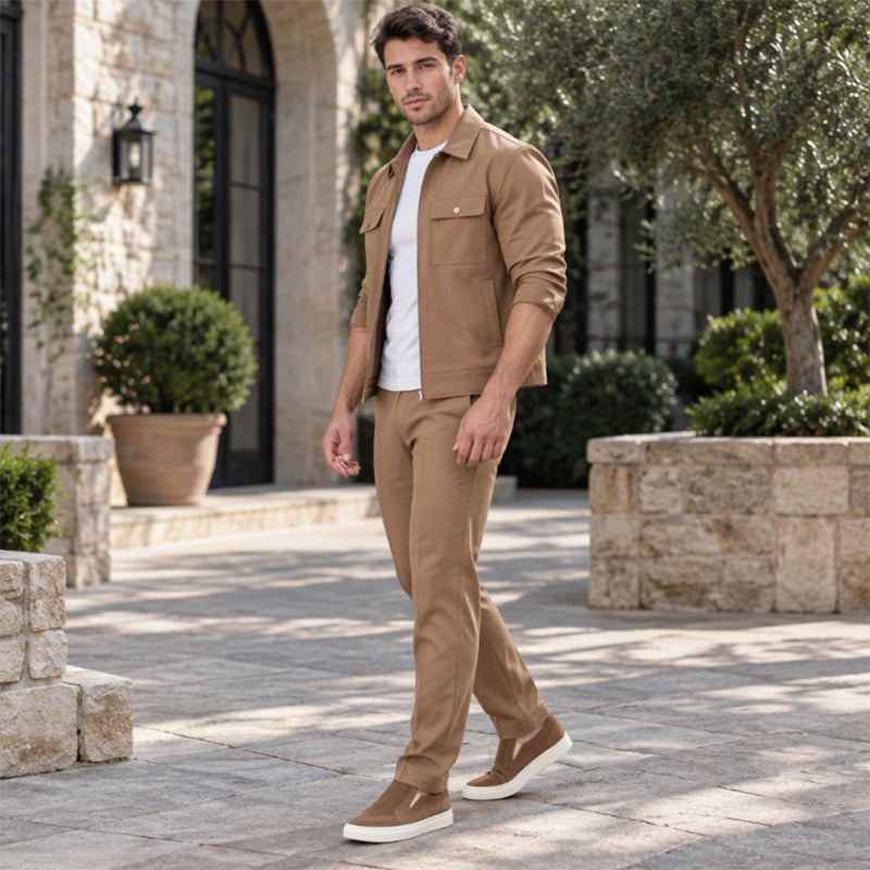 סט מעיל ומכנסיים קז'ואל ומסוגנן לגברים