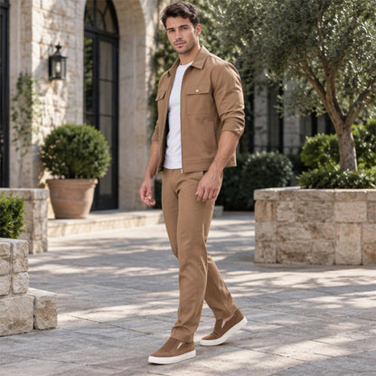 סט מעיל ומכנסיים קז'ואל ומסוגנן לגברים