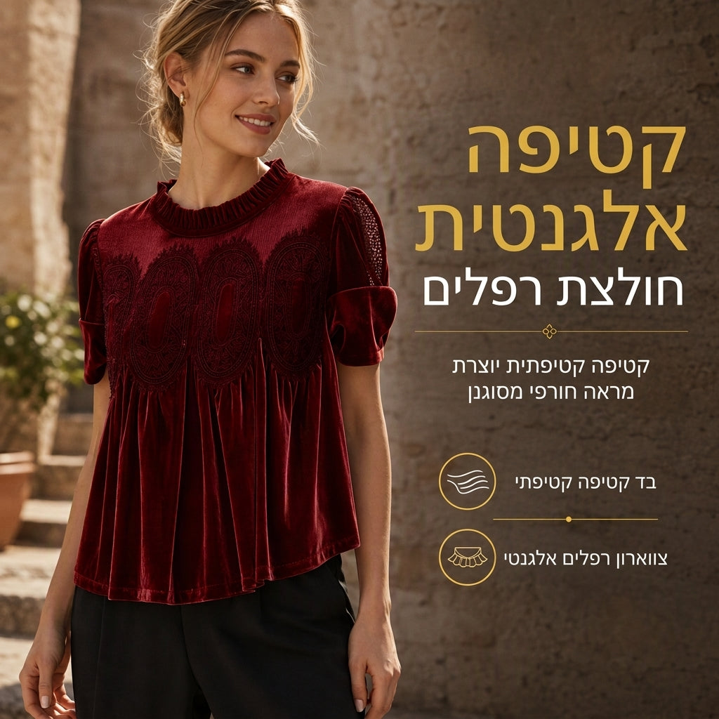 גוף נשים חלקים עם שרוול קצר וצוואר מקופל