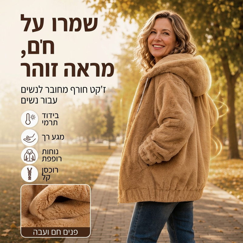 😍מבצע חדש 2027 - 49% הנחה😍 מעיל חורף נעים עם כושר לנשים
