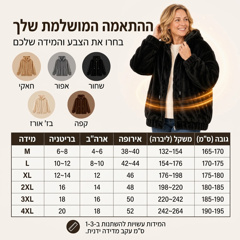 😍מבצע חדש 2027 - 49% הנחה😍 מעיל חורף נעים עם כושר לנשים