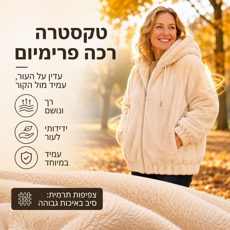😍מבצע חדש 2027 - 49% הנחה😍 מעיל חורף נעים עם כושר לנשים
