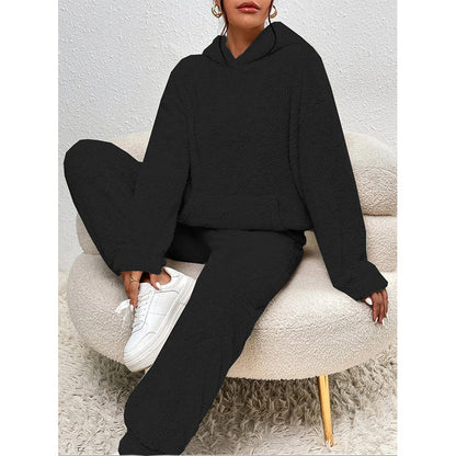 🧸 חום נעים ופלאשי, התאמה ללא מאמץ | סט ל-2 חלקים עם מכסה נשים