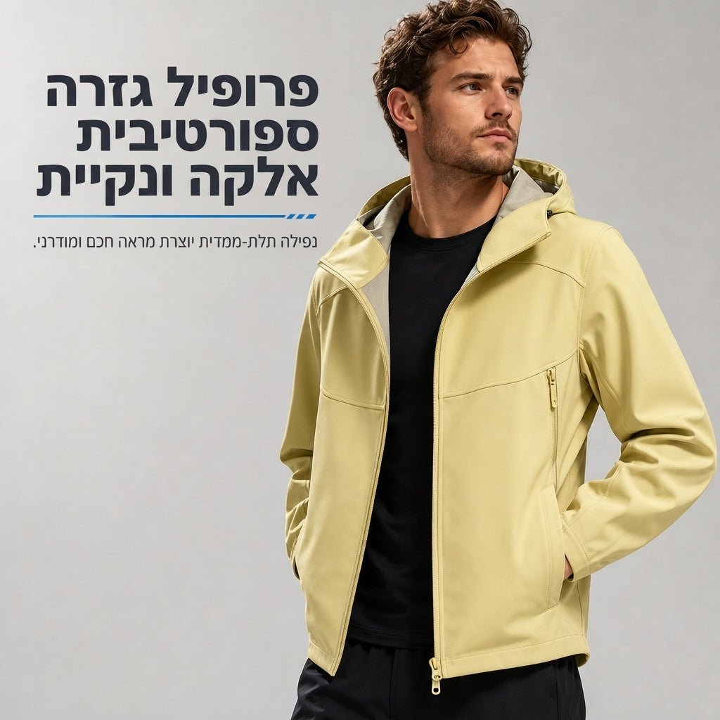 מעיל סופטשל חיצוני עם קפוצ'ון לגברים ולנשים