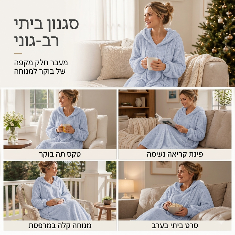שמלת טרי נוחות עם ברדס לנשים