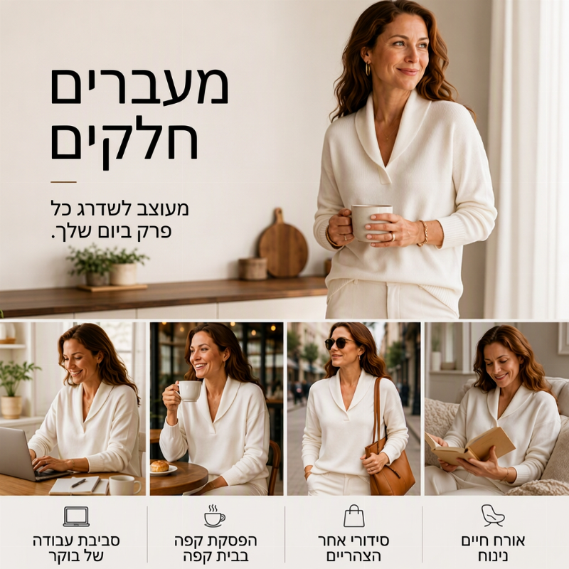 סוודר נשים בעל צווארון שאל (שרוול ארוך)