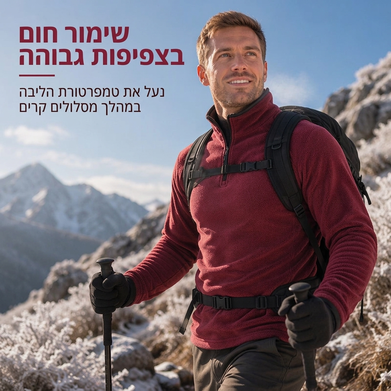 ❄️ מבצע ענק - עד 60% הנחה 🤎 מעיל פליסה מבודד עם רוכסן חצי אורך