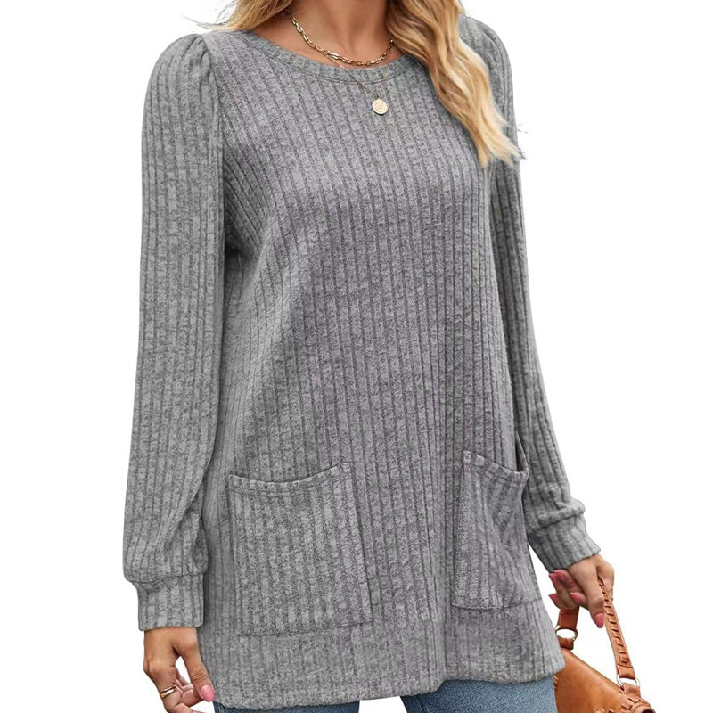 חולצת סריג נוחה באורך בינוני לנשים