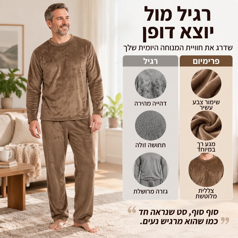 סט פיג'מה עבה ונעים לגברים