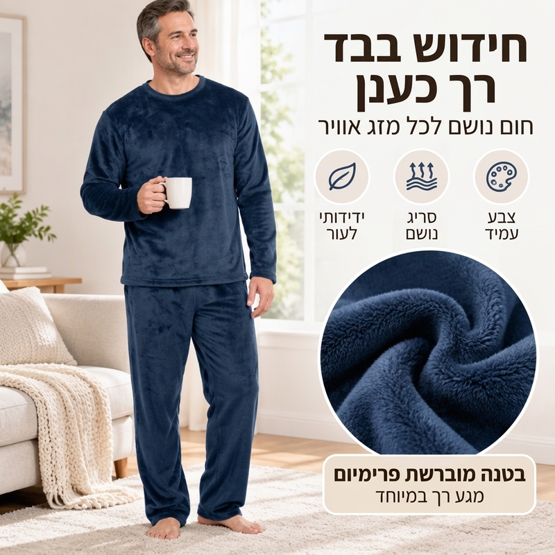 סט פיג'מה עבה ונעים לגברים