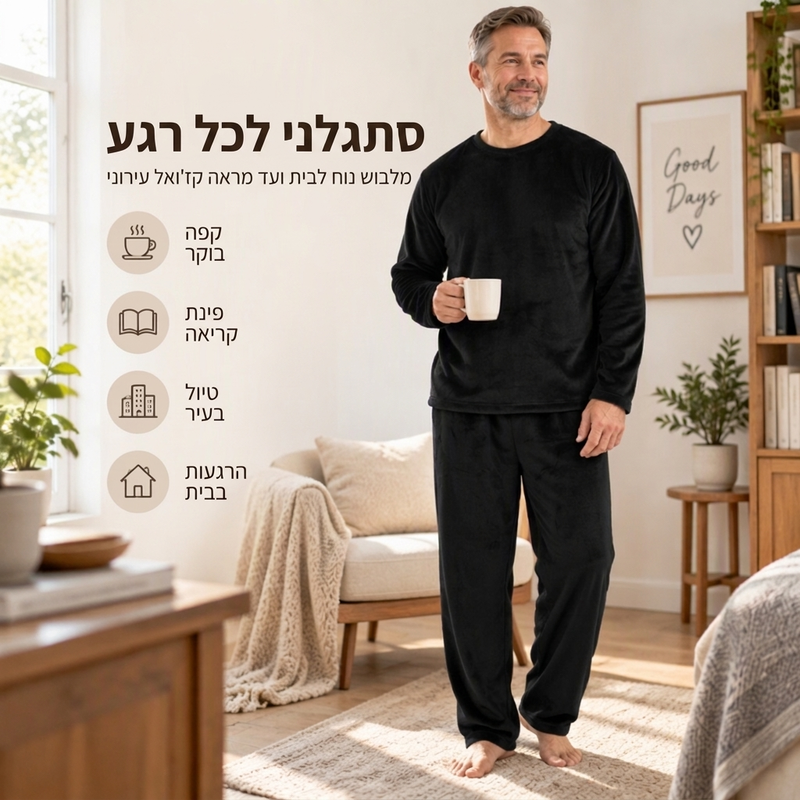 סט פיג'מה עבה ונעים לגברים
