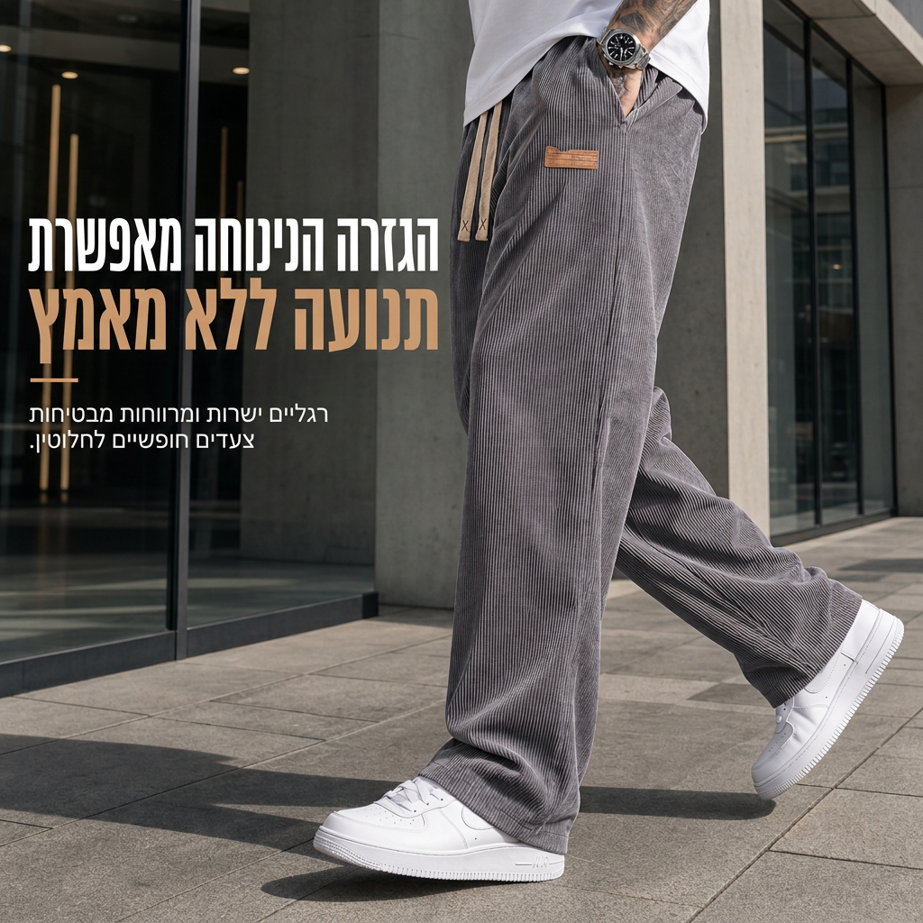 💎 מבצע בלעדי 👖 מכנסי קורדרוי קלים לגברים, להתלבשות יומיומית בחיתוך ישר ורוחבי ✨ בד קורדרוי קל משקל, חיתוך ישר רוחבי, מכנסיים יומיומיים נוחים