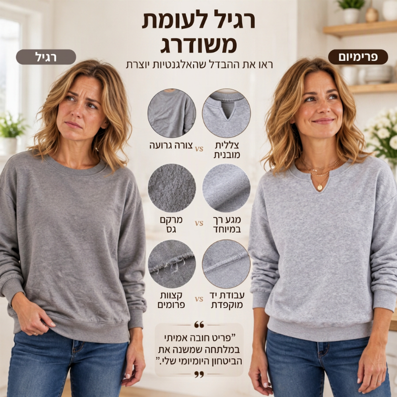 סווטשירט נשים אופנתי עם צווארון V מפוצל
