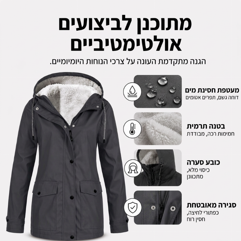 🍂 מעיל גברי עם ברדש, בטנת פליז ועמיד ברוח