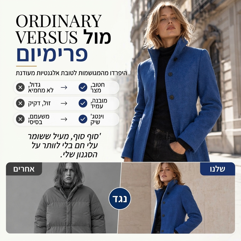 ⏰ מבצע חילופי עונות: 50% הנחה – איכות במחצית המחיר! ✨מעיל צמר נשים צווארון עמידה וינטג'