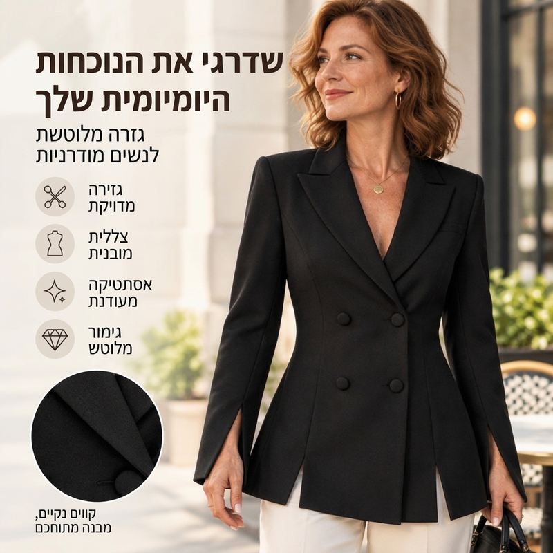 בלייזר אלגנטי לנשים עם כפתורים כפולים