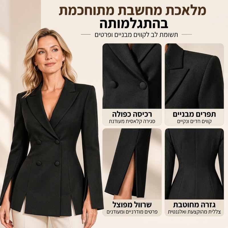 בלייזר אלגנטי לנשים עם כפתורים כפולים