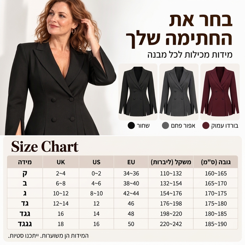 בלייזר אלגנטי לנשים עם כפתורים כפולים